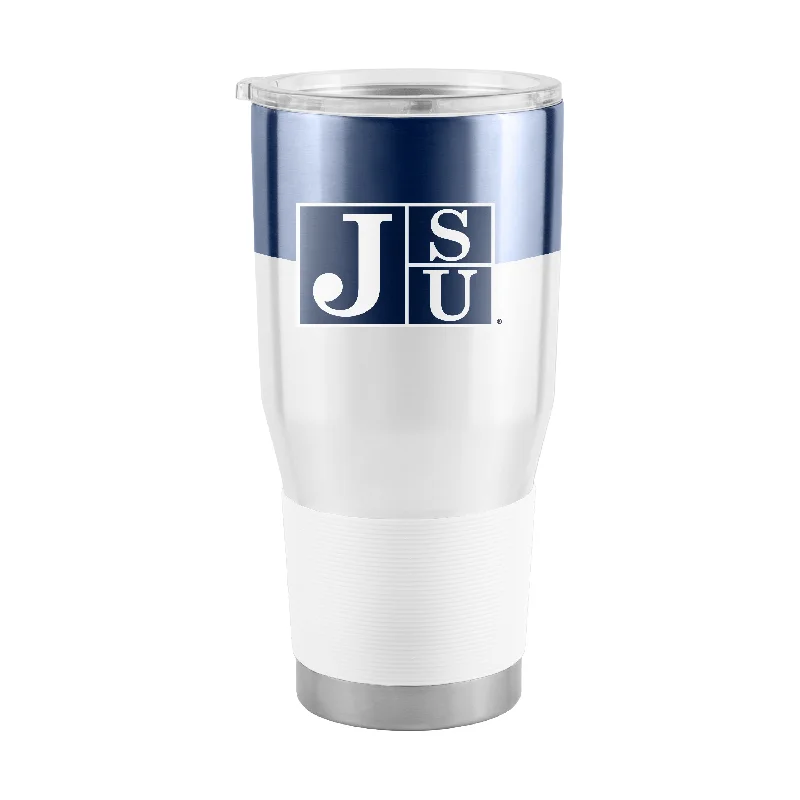 Team Mug With Travel Case-Jackson State 30oz Colorblock Stainless Steel Tumbler