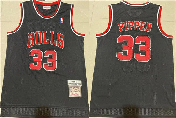 Basketball Jersey Ideal For Practice Sessions-Men's Chicago Bulls #33 Scottie Pippen 1997-98 Black Throwback Stitched Basketball Jersey