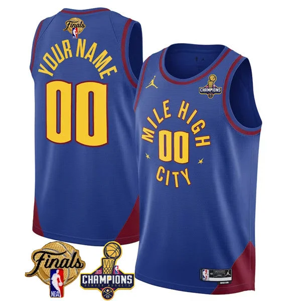 Basketball Jersey Fast Delivery-Men's Denver Nuggets Active Player Custom Blue 2023 Nuggets Champions Patch And Finals Patch Statemenr Edition Stitched Basketball Basketball Jersey