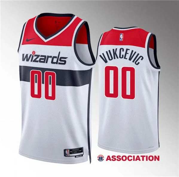 Basketball Jersey Discount Offer-Men's Washington Wizards #00 Tristan Vukcevic White Association Edition Stitched Basketball Basketball Jersey