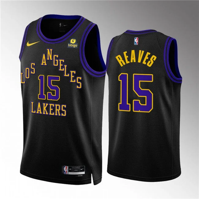 Basketball Jersey Custom Number-Men's Los Angeles Lakers #15 Austin Reaves Black 2023/24 City Edition Stitched Basketball Basketball Jersey