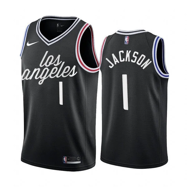 Basketball Jersey For Women-Men's Los Angeles Clippers #1 Reggie Jackson 2022/23 Black City Edition Stitched Basketball Jersey