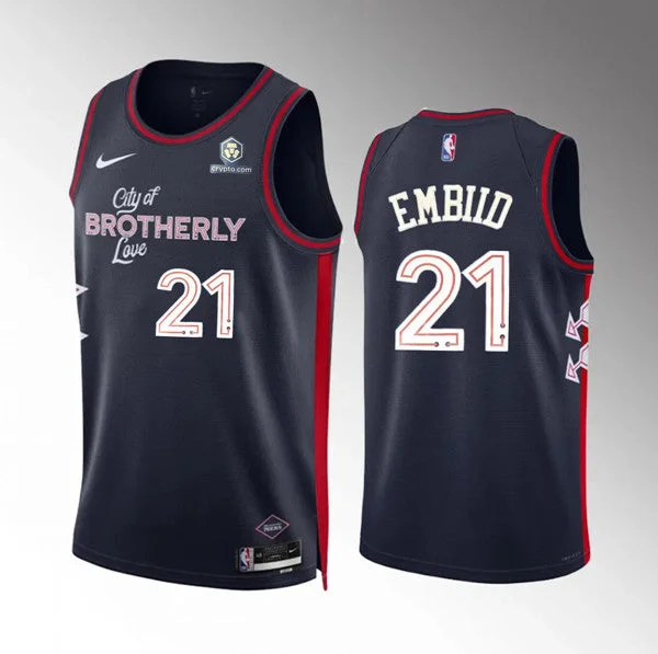 Basketball Jersey For Birthdays-Men's Philadelphia 76ers #21 Joel Embiid Navy Stitched Basketball Basketball Jersey