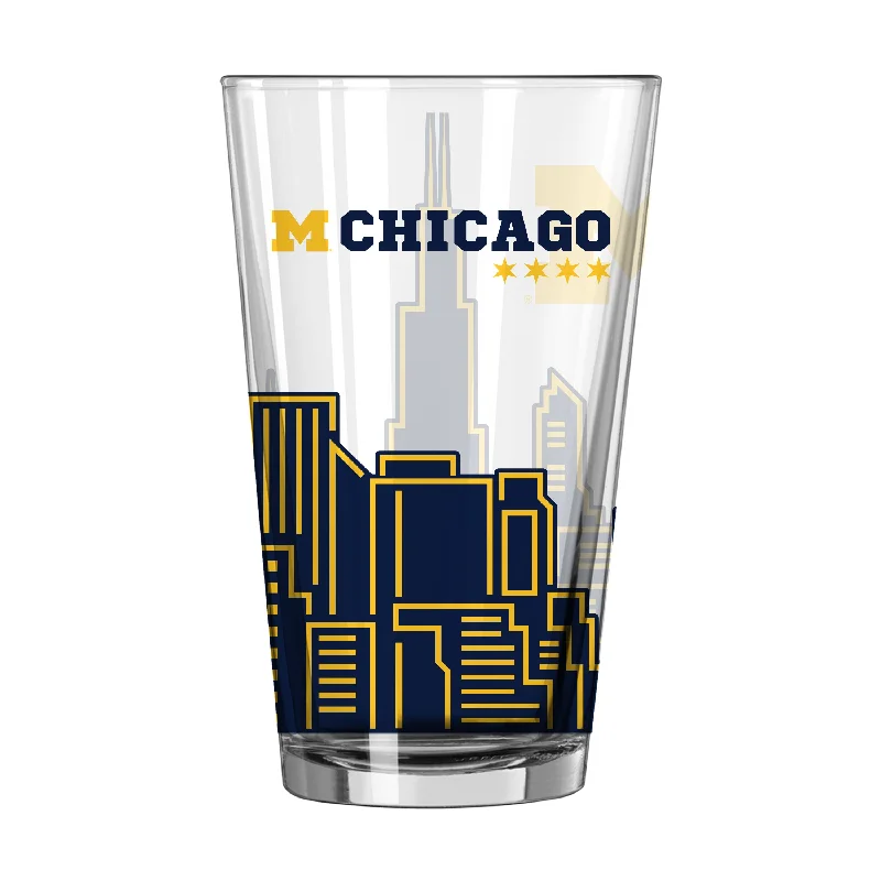 Team Mug For Study Groups-Michigan Chicago 16oz Pint Glass