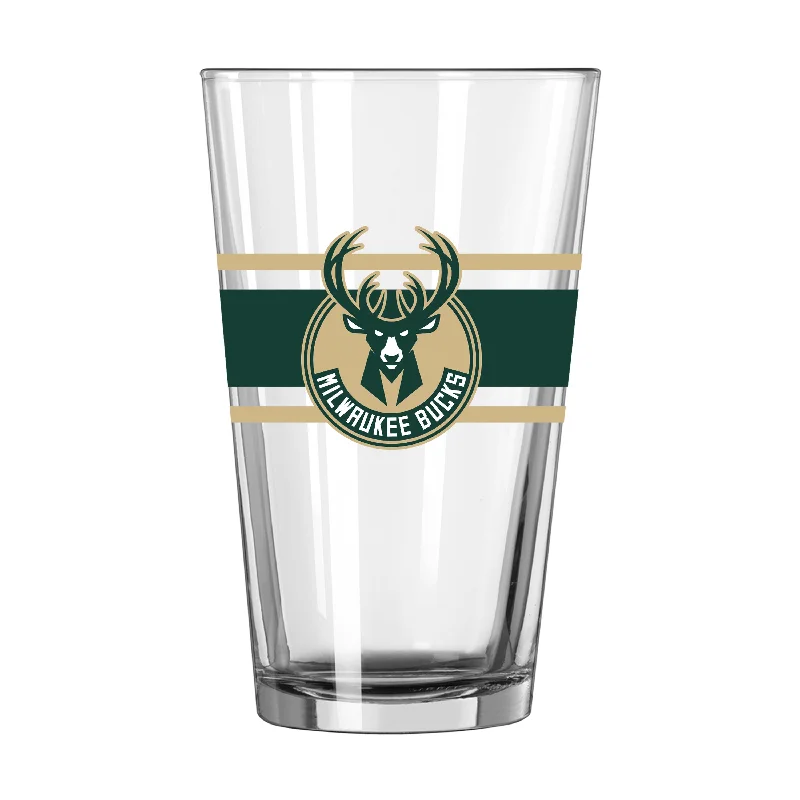 Team Mug Handcrafted-Milwaukee Bucks 16oz Stripe Pint Glass