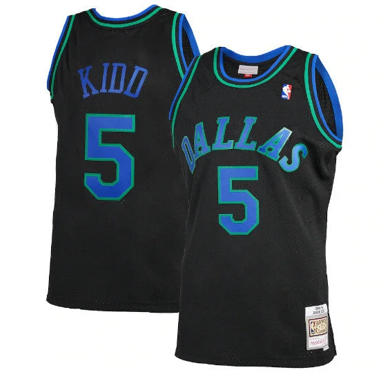 Basketball Jersey Set-Men's Dallas Mavericks #5 Jason Kidd 1994-95 Black Mitchell&Ness Hardwood Classics Stitched Basketball Jersey