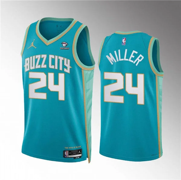 Basketball Jersey High-Performance Fabric-Men's Charlotte Hornets #24 Brandon Miller Teal 2023/24 City Edition Stitched Basketball Basketball Jersey