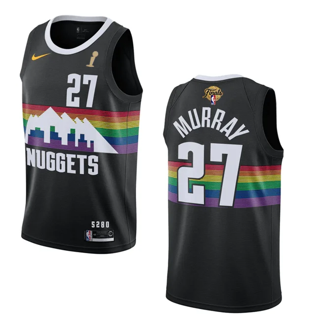 Basketball Jersey For Streetball-Men's Denver Nuggets #27 Jamal Murray Black 2023 Finals Champions City Edition Stitched Basketball Basketball Jersey