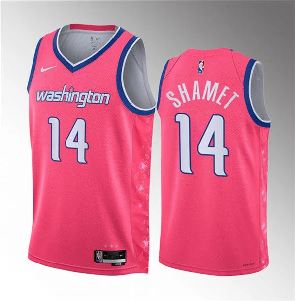 Basketball Jersey Manufacturer Direct-Men's Washington Wizards #14 Landry Shamet Pink 2023 Draft City Edition Stitched Basketball Jersey