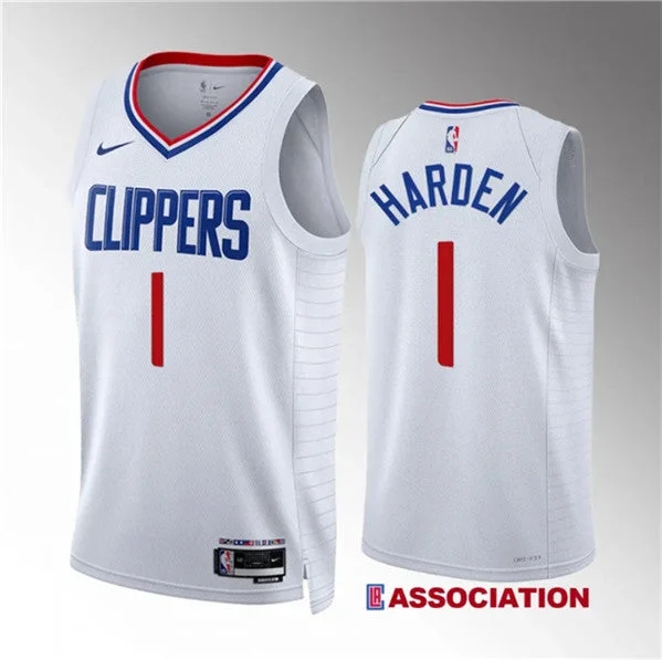 Basketball Jersey Team Uniform-Men's Los Angeles Clippers #1 James Harden White Association Edition Stitched Basketball Jersey