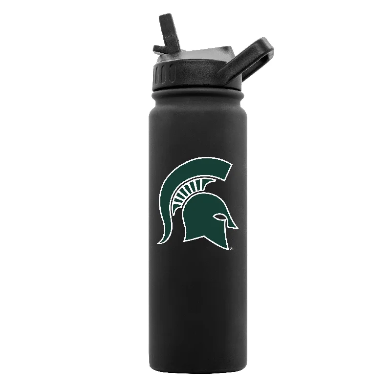 Team Mug For Online Meetings-Michigan State 24oz Black Soft Touch Bottle