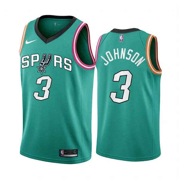 Basketball Jersey High School Team-Men' San Antonio Spurs #3 Keldon Johnson 2022/23 Teal City Edition Stitched Basketball Jersey