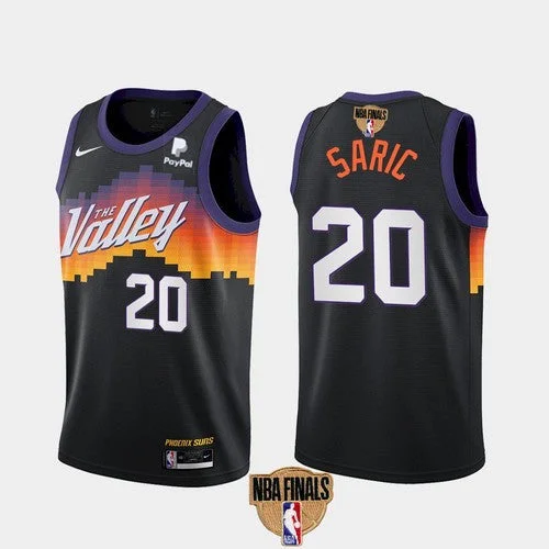 Basketball Jersey Stretchable-Men's Phoenix Suns #20 Dario Saric 2021 Black Finals City Edition Stitched Basketball Jersey