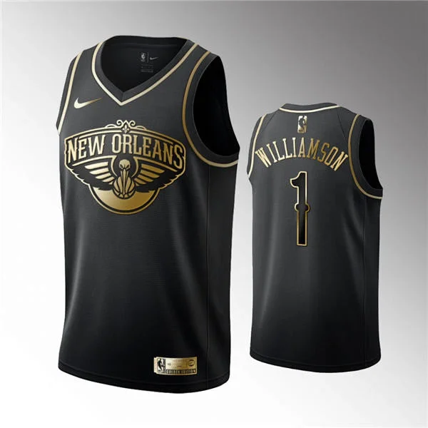 Basketball Jersey Oversized-Men's New Orleans Pelicans #1 Zion Williamson Black 2019 Golden Edition Stitched Basketball Jersey