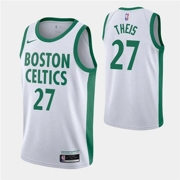 Basketball Jersey Long Sleeve-Men's Boston Celtics #27 Daniel Theis White 2020-21 City Edition Swingman Stitched Basketball Jersey