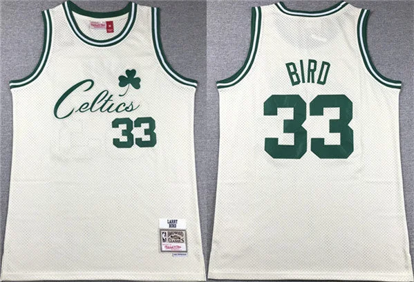 Basketball Jersey With Unique Stitching-Men's Boston Celtics #33 Larry Bird White Throwback Stitched Basketball Jersey