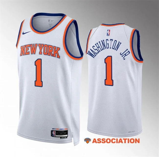 Basketball Jersey Lightweight-Men's New Yok Knicks #1 Duane Washington Jr White Association Edition Stitched Basketball Basketball Jersey