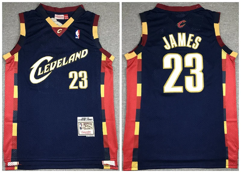 Basketball Jersey High-End-Men's Cleveland Cavaliers Navy #23 LeBron James 2008-09 Throwback Stitched Basketball Jersey