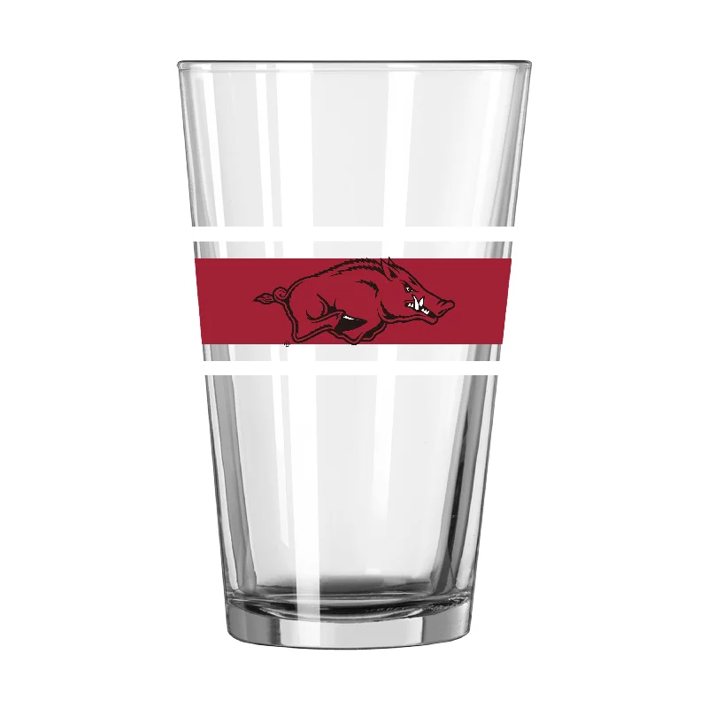 Team Mug For Outdoor Use-Arkansas 16oz Stripe Pint Glass