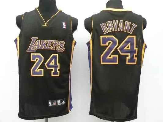 Basketball Jersey Vintage Look-Lakers 24 Kobe Bryant Black Purple Number Basketball Jerseys