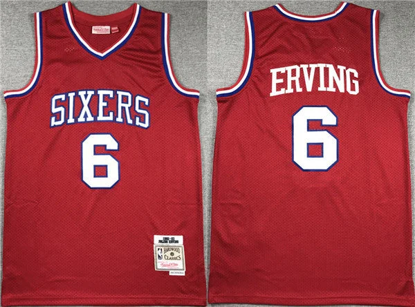 Basketball Jersey High-End-Men's Philadelphia 76ers #6 Julius Erving Red Throwback basketball Basketball Jersey