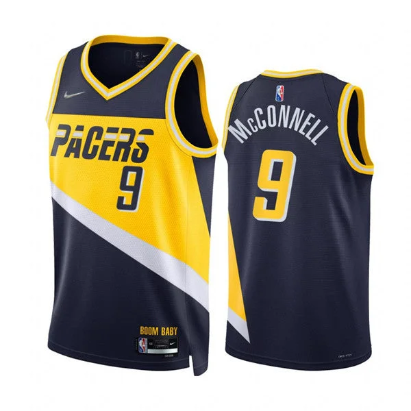 Basketball Jersey Customizable For Teams-Men's Indiana Pacers #9 T.J. McConnell 2021/22 Navy City Edition 75th Anniversary Stitched Basketball Basketball Jersey