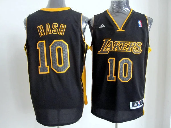 Basketball Jersey College Team-Lakers 10 Nash Black&Yellow Basketball Jerseys