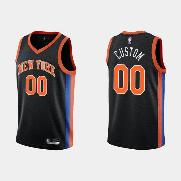 Basketball Jersey For Birthdays-Men's New York Knicks Active Custom 2022-23 Black City Edition Stitched Basketball Basketball Jersey