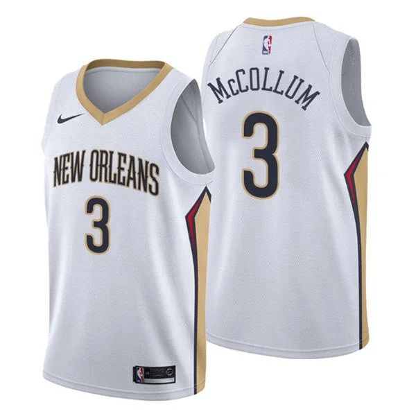 Basketball Jersey Inspired By NBA-Men's New Orleans Pelicans #3 C.J. McCollum White Swingman Stitched Basketball Jersey