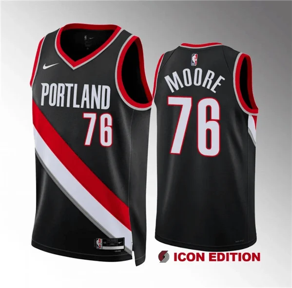 Basketball Jersey Smooth Finish-Men's Portland Trail Blazers #76 Taze Moore Black Icon Edition Stitched Basketball Basketball Jersey