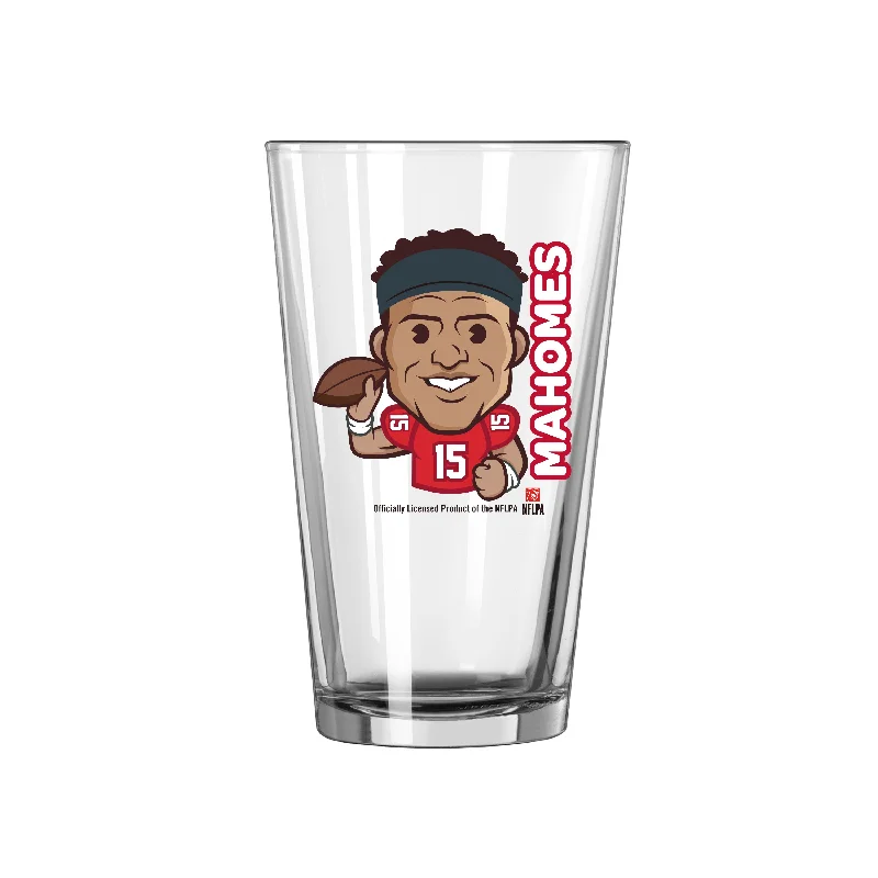 Team Mug For Work From Home-Kansas City Chiefs Patrick Mahomes Caricature 16oz Pint Glass