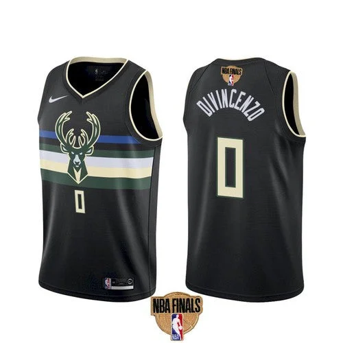 Basketball Jersey For Street Basketball-Men's Milwaukee Bucks #0 Donte DiVincenzo 2021 Finals Black Statement Edition Stitched Basketball Jersey