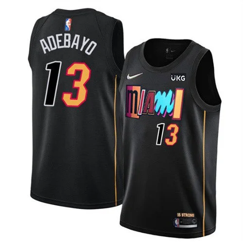 Basketball Jersey Luxury Quality-Men's Miami Heat #13 Bam Adebayo 2021/2022 Black City Edition 75th Anniversary Stitched Basketball Jersey