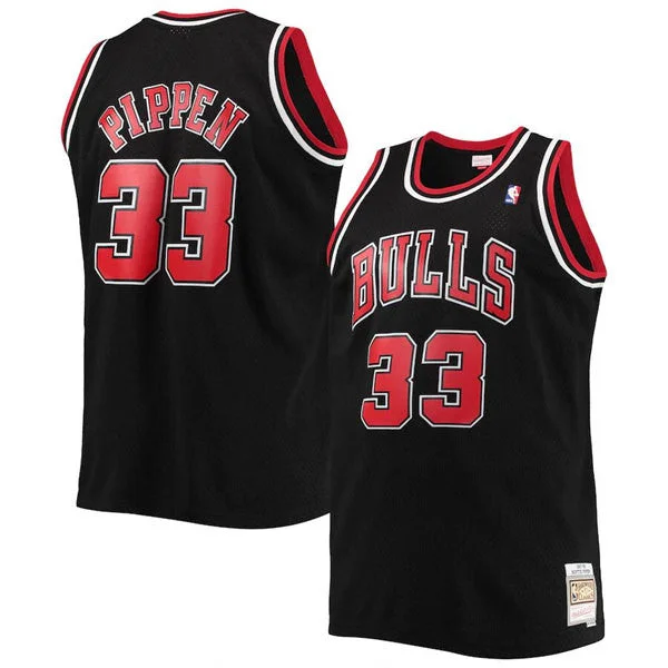 Basketball Jersey Custom Print-Men's Chicago Bulls #33 Scottie Pippen Balck Throwback Stitched Basketball Basketball Jersey