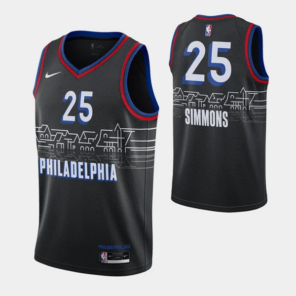 Basketball Jersey Best Performance-Men's Philadelphia 76ers #25 Ben Simmons Black City Swingman 2020-21 Stitched Basketball Jersey