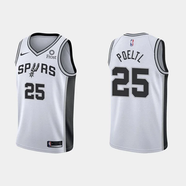 Basketball Jersey Embroidered-Men's San Antonio Spurs Black #25 Jakob Poeltl White Stitched Basketball Jersey