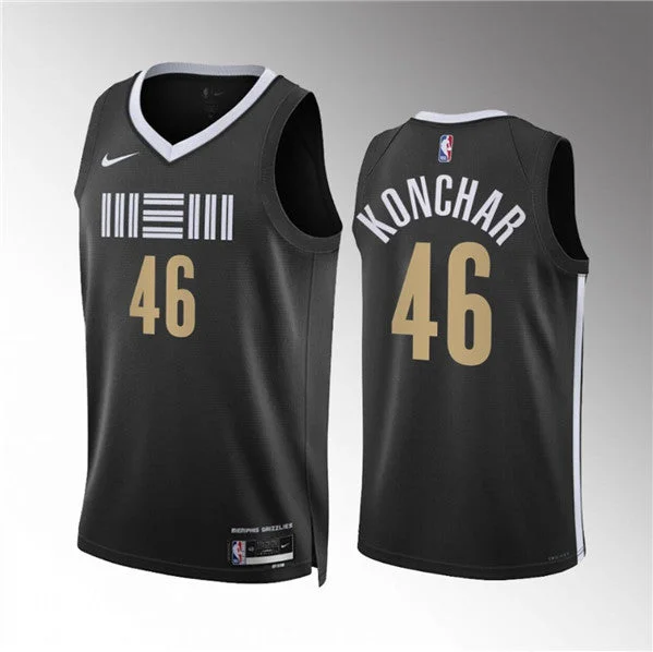 Basketball Jersey Professional Quality-Men's Memphis Grizzlies #46 John Konchar Black 2023/24 City Edition Stitched Basketball Basketball Jersey