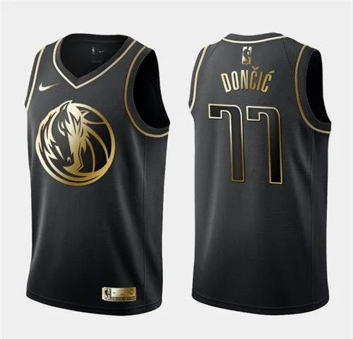 Basketball Jersey Loved By Athletes-Men's Dallas Mavericks #77 Luka Doncic Black 2019 Golden Edition Stitched Basketball Jersey