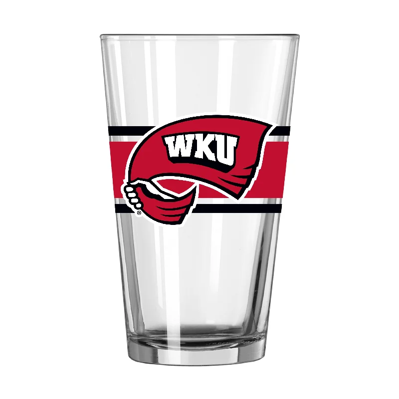 Team Mug Fancy Design-Western Kentucky 16oz Stripe Pint Glass