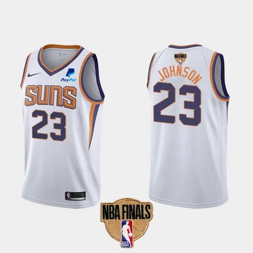 Basketball Jersey Cool Look-Men's Phoenix Suns #23 Cameron Johnson 2021 White Finals Association Edition Stitched Basketball Jersey