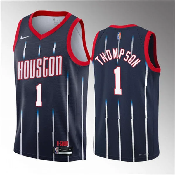 Basketball Jersey With Patterns-Men's Houston Rockets #1 Amen Thompson Navy 2023 Draft City Edition Stitched Basketball Basketball Jersey