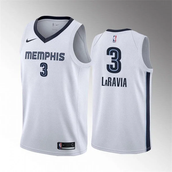 Basketball Jersey For Indoor Games-Men's Memphis Grizzlies #3 Jake LaRavia 75th Anniversary Statement Edition White Stitched Basketball Basketball Jersey