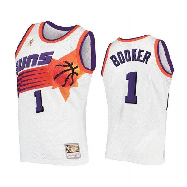 Basketball Jersey With A Modern Twist-Men's Phoenix Suns #1 Devin Booker White Throwback Stitched Basketball Jersey