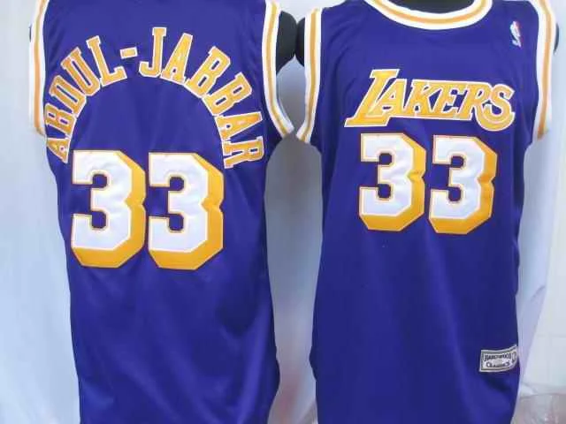 Basketball Jersey Best For Dunking-Lakers 33 Kareem Abdul Jabba Purple Basketball Jerseys