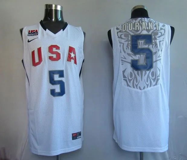 Basketball Jersey Streetball Legends-Team USA 5 Durant White Basketball Jerseys