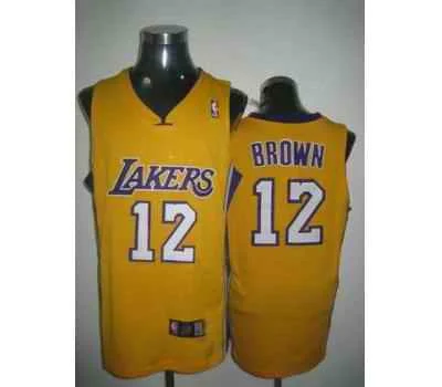 Basketball Jersey Running Friendly-Lakers 12 Brown Shannon Yellow Basketball Jerseys