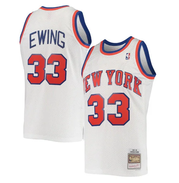 Basketball Jersey Great For Daily Wear-Men's New Yok Knicks #33 Patrick Ewing White Mitchell & Ness 1985-86 Hardwood Classics Swingman Stitched Basketball Jersey