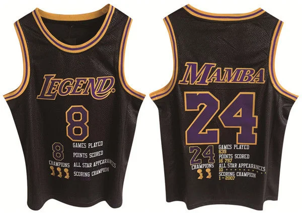 Basketball Jersey For Dunk Contests-Men's Los Angeles Lakers Front #8 Back #24 Kobe Bryant Black Print Basketball Basketball Jersey