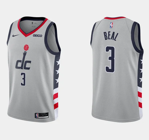 Basketball Jersey Streetball Legends-Men's Washington Wizards #3 Bradley Beal Gray City Edition New Uniform 2020-21 Stitched Basketball Jersey