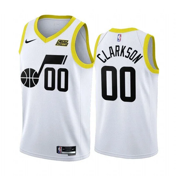 Basketball Jersey Designed For Maximum Comfort-Men's Utah Jazz #00 Jordan Clarkson White 2022/23 Association Edition Stitched Basketball Basketball Jersey